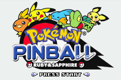 Pokemon Pinball: Ruby and Sapphire title screen for GameBoy Advance